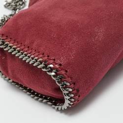 Pre Owned Stella McCartney Burgundy Faux Suede Tiny Falabella Tote