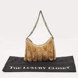 Pre Owned Stella McCartney Beige Faux Fur and Faux Leather Mini Quilted Falabella Bag