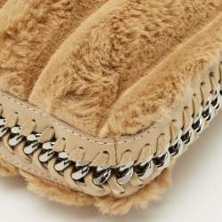 Pre Owned Stella McCartney Beige Faux Fur and Faux Leather Mini Quilted Falabella Bag