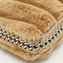 Pre Owned Stella McCartney Beige Faux Fur and Faux Leather Mini Quilted Falabella Bag