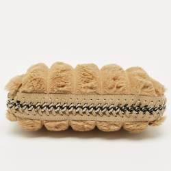 Pre Owned Stella McCartney Beige Faux Fur and Faux Leather Mini Quilted Falabella Bag