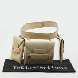 Pre Owned Stella McCartney Cream Faux Leather Trio Belt Bag