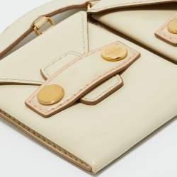 Pre Owned Stella McCartney Cream Faux Leather Trio Belt Bag