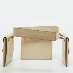 Pre Owned Stella McCartney Cream Faux Leather Trio Belt Bag