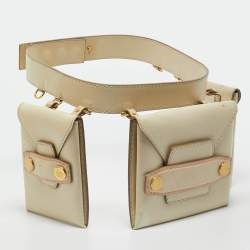 Pre Owned Stella McCartney Cream Faux Leather Trio Belt Bag