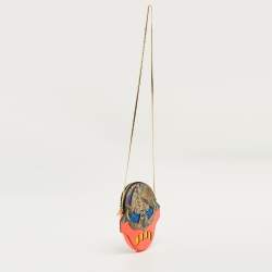 Pre Owned Stella McCartney Multicolor Python Effect Faux Leather Superhero Chain Clutch