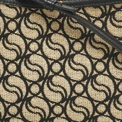 Pre Owned Stella McCartney Black/Cream Faux Leather and Raffia Medium S Wave Frayme Bag