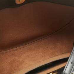 Pre Owned Stella McCartney Black/Cream Faux Leather and Raffia Medium S Wave Frayme Bag