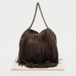 Pre Owned Stella McCartney Dark Brown Faux Suede Fringe Small Falabella Tote