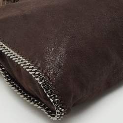 Pre Owned Stella McCartney Dark Brown Faux Suede Fringe Small Falabella Tote