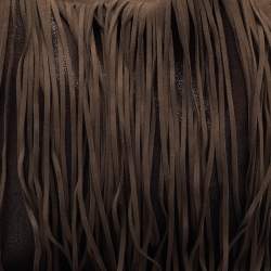 Pre Owned Stella McCartney Dark Brown Faux Suede Fringe Small Falabella Tote