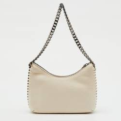 Pre Owned حقيبة كتف صغيرة ستيلا ماكرتني فالابيلا جلد شامواه صناعي أبيض فاتح