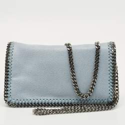Pre Owned Stella McCartney Light Blue Faux Suede Falabella Crossbody Bag