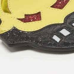 Pre Owned Stella McCartney Black/Yellow Faux Snakeskin Leather Superhero Coin Purse