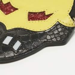 Pre Owned Stella McCartney Black/Yellow Faux Snakeskin Leather Superhero Coin Purse