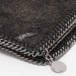 Pre Owned Stella McCartney Black Faux Leather Falabella Fold Over Clutch