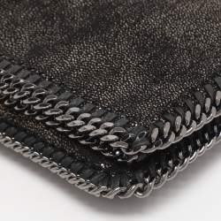 Pre Owned Stella McCartney Black Faux Leather Falabella Fold Over Clutch