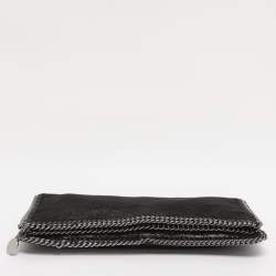 Pre Owned Stella McCartney Black Faux Leather Falabella Fold Over Clutch