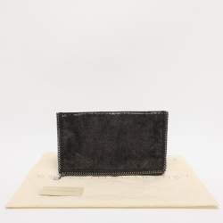 Pre Owned Stella McCartney Black Faux Leather Falabella Fold Over Clutch
