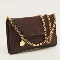 Pre Owned Stella McCartney Dark Brown Faux Leather Mini Falabella Flap Crossbody Bag