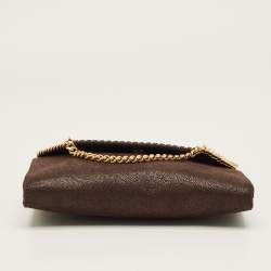 Pre Owned Stella McCartney Dark Brown Faux Leather Mini Falabella Flap Crossbody Bag