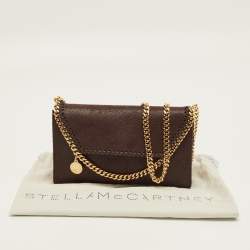 Pre Owned Stella McCartney Dark Brown Faux Leather Mini Falabella Flap Crossbody Bag