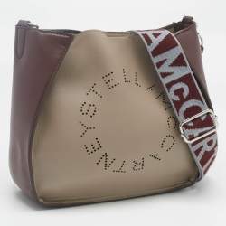 Pre Owned Stella McCartney Burgundy/Beige Faux Leather Perforated Logo Crossbody Bag