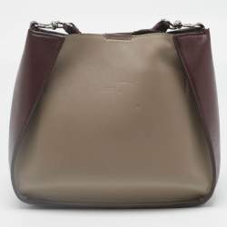 Pre Owned Stella McCartney Burgundy/Beige Faux Leather Perforated Logo Crossbody Bag