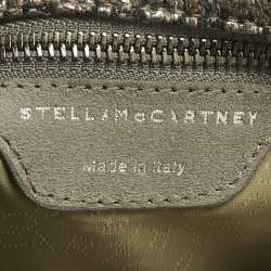 Pre Owned Stella McCartney Metallic Grey Woven Coated Fabric Falabella Fold Over Clutch