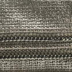 Pre Owned Stella McCartney Metallic Grey Woven Coated Fabric Falabella Fold Over Clutch