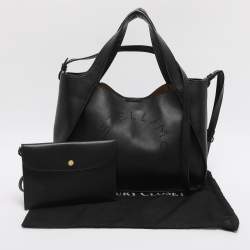 Pre Owned Stella McCartney Stella Logo Black Faux Leather Tote