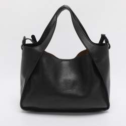 Pre Owned Stella McCartney Stella Logo Black Faux Leather Tote