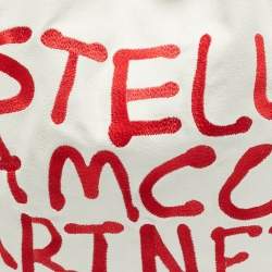 Pre Owned حقيبة يد ستيللا مكارتني فالابيلا ماكسي مطرزة شامواه صناعي أبيض/أحمر