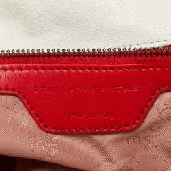 Pre Owned حقيبة يد ستيللا مكارتني فالابيلا ماكسي مطرزة شامواه صناعي أبيض/أحمر