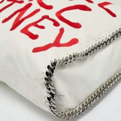 Pre Owned حقيبة يد ستيللا مكارتني فالابيلا ماكسي مطرزة شامواه صناعي أبيض/أحمر