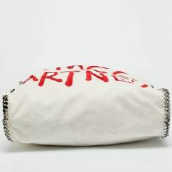 Pre Owned حقيبة يد ستيللا مكارتني فالابيلا ماكسي مطرزة شامواه صناعي أبيض/أحمر