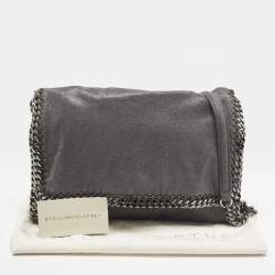 Pre Owned Stella McCartney Falabella Flap Grey Faux Suede Shoulder Bag