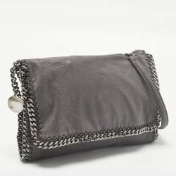 Pre Owned Stella McCartney Falabella Flap Grey Faux Suede Shoulder Bag