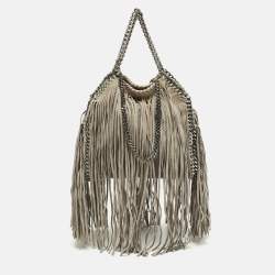 مملوكة مسبقًا Stella McCartney Falabella Fringe Grey Faux Suede Tote