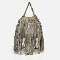 مملوكة مسبقًا Stella McCartney Falabella Fringe Grey Faux Suede Tote
