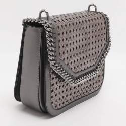 مملوكة مسبقًا حقيبة كتف ستيللا مكارتني "فالابيلا" صندوق رمادي معدني منسوج جلد صناعي