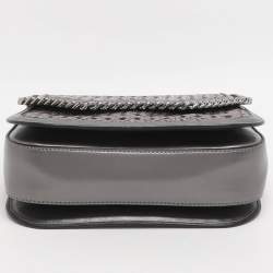 مملوكة مسبقًا حقيبة كتف ستيللا مكارتني "فالابيلا" صندوق رمادي معدني منسوج جلد صناعي