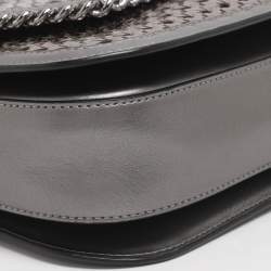 مملوكة مسبقًا حقيبة كتف ستيللا مكارتني "فالابيلا" صندوق رمادي معدني منسوج جلد صناعي