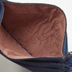 Pre Owned Stella McCartney Falabella Blue Faux Suede Card Holder