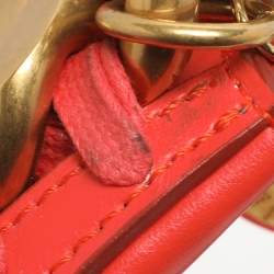 Pre Owned Stella McCartney Frayme Small Orange Faux Leather Hobo