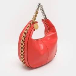 Pre Owned Stella McCartney Frayme Small Orange Faux Leather Hobo