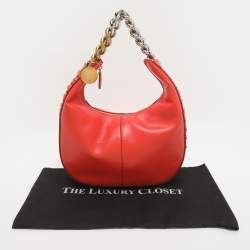 Pre Owned Stella McCartney Frayme Small Orange Faux Leather Hobo