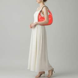 Pre Owned Stella McCartney Frayme Small Orange Faux Leather Hobo