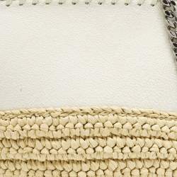 مملوكة مسبقًا Stella McCartney Falabella White/Beige Faux Suede and Raffia Bucket Bag