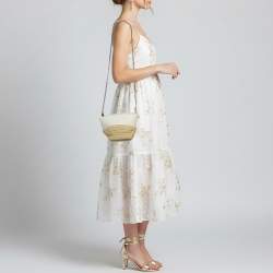 مملوكة مسبقًا Stella McCartney Falabella White/Beige Faux Suede and Raffia Bucket Bag